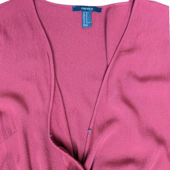 Forever 21 Red Dress/Romper with V-Neck and Long-Sleeves Women Size Medium - Picture 13 of 13